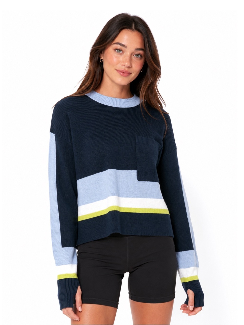 Athleta Navy Trailhead Colorblock Sweater
